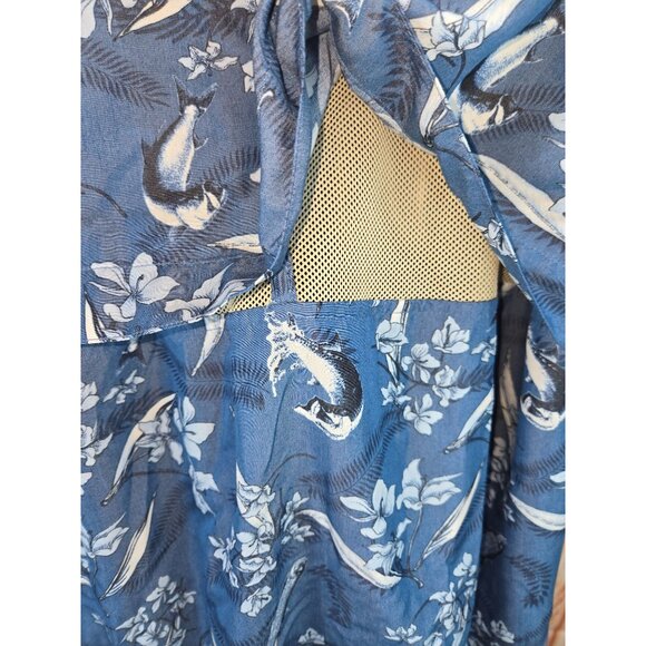 ExOfficio Mens Hawaiian Shirt XXL Blue Floral & Fish Pattern - Picture 8 of 9